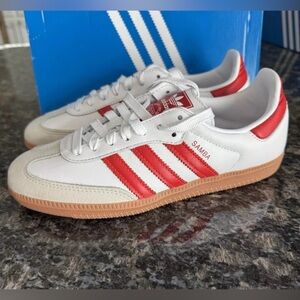 Women's adidas Originals Samba OG Shoes Sneakers - White Solar Red Gum IF6513